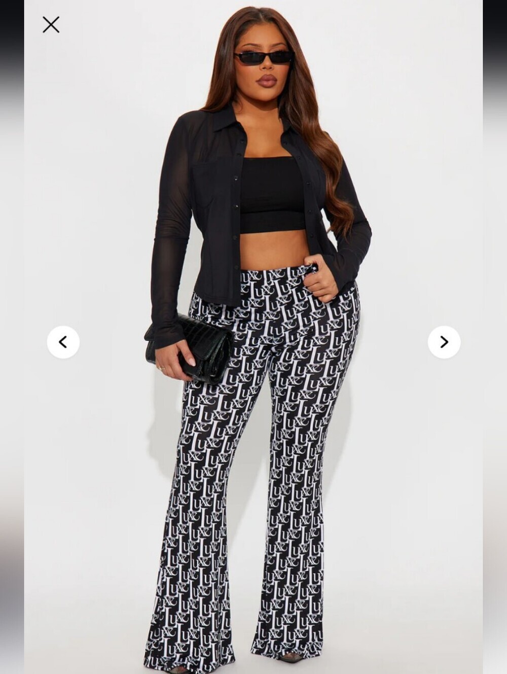 Fashion Nova Labeled Luxe Flare Pant - Black/White 1X (EUC)